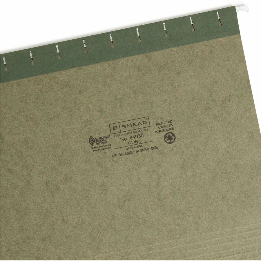 Hanging Folders, Letter Size, 1/3-Cut Tabs, Standard Green, 25/Box