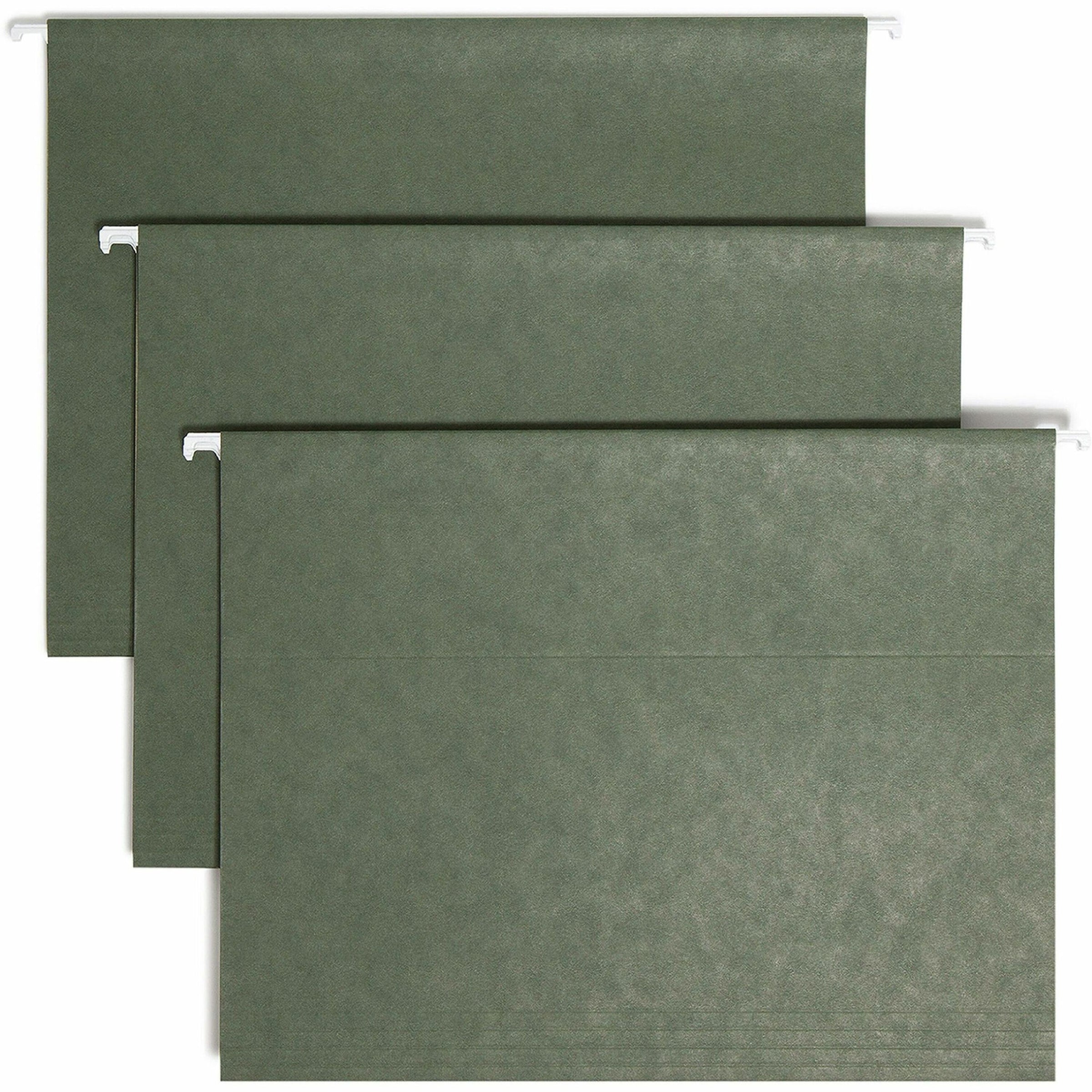 Hanging Folders, Letter Size, 1/5-Cut Tabs, Standard Green, 25/Box