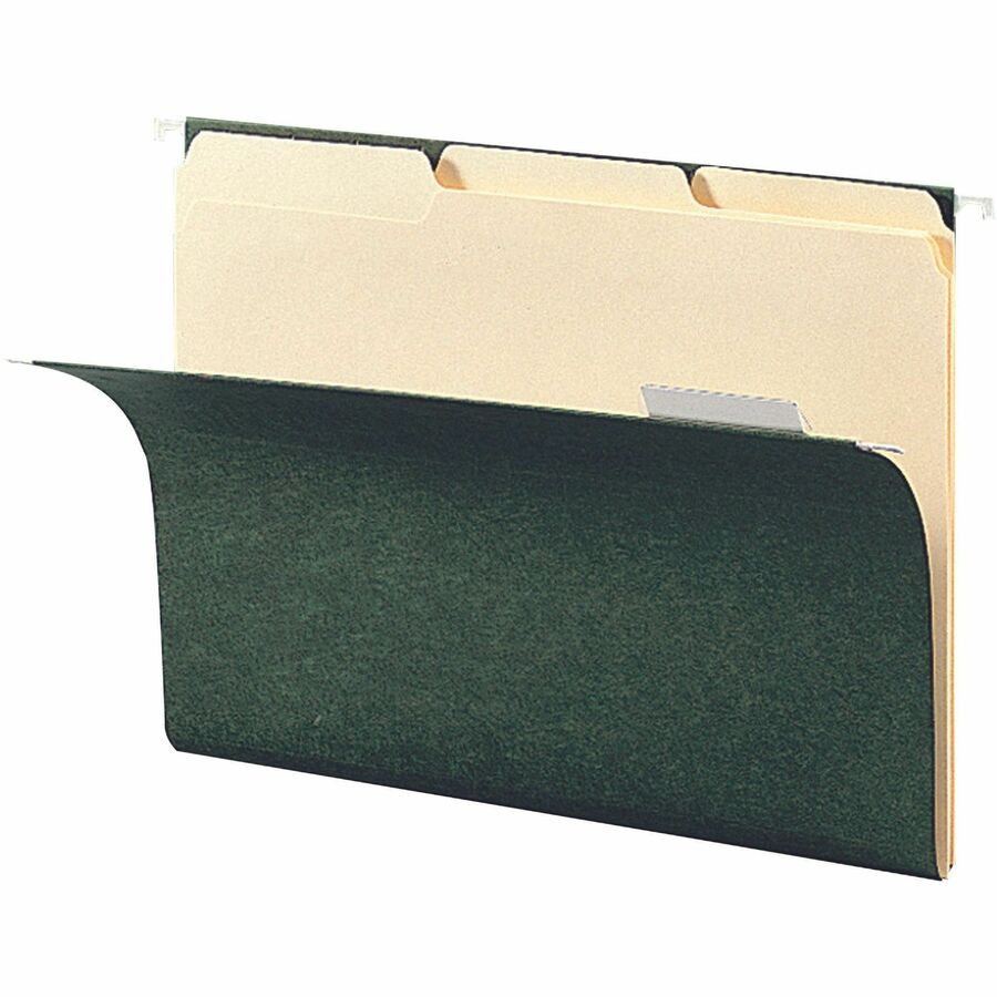 Hanging Folders, Letter Size, 1/5-Cut Tabs, Standard Green, 25/Box