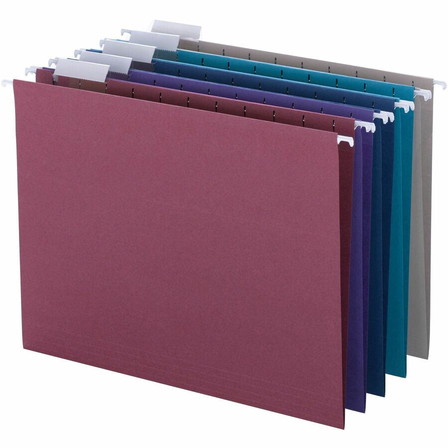 Colored Hanging File Folders with 1/5 Cut Tabs, Letter Size, 1/5-Cut Tabs, Assorted Jewel Tone Colors, 25/Box