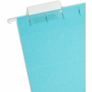 Smead Colored 1/5 Tab Cut Letter Recycled Hanging Folder - 8 1/2" x 11" - Top Tab Location - Assorted Position Tab Position - Aqua - 10% Recycled - 25 / Box