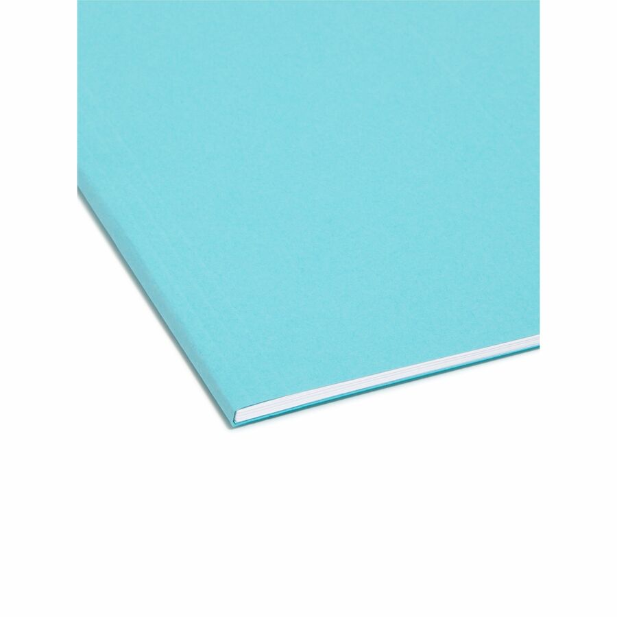 Smead Colored 1/5 Tab Cut Letter Recycled Hanging Folder - 8 1/2" x 11" - Top Tab Location - Assorted Position Tab Position - Aqua - 10% Recycled - 25 / Box