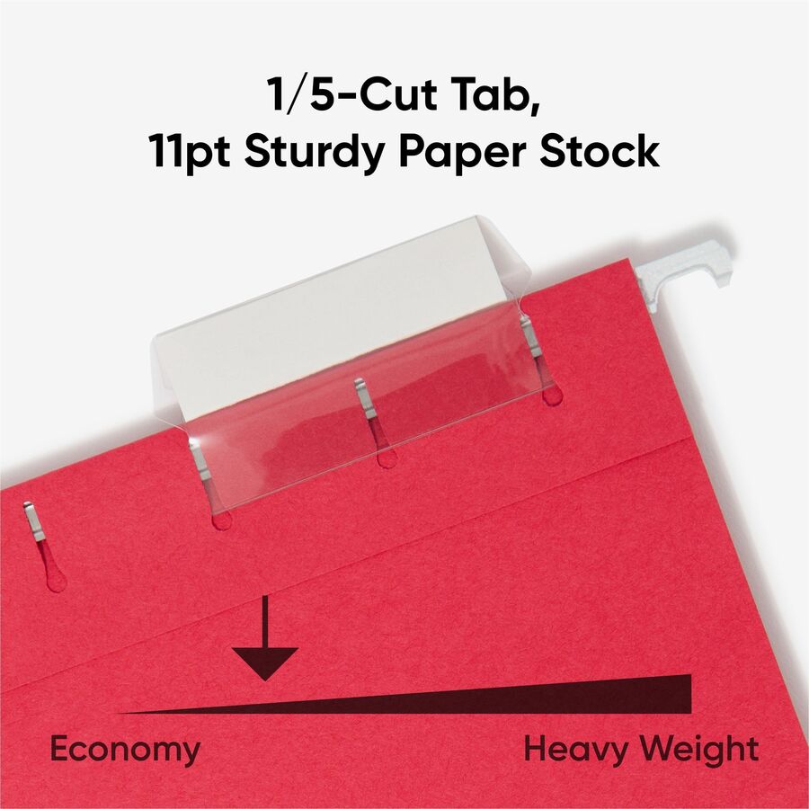 Colored Hanging File Folders with 1/5 Cut Tabs, Letter Size, 1/5-Cut Tabs, Assorted Bright Colors, 25/Box