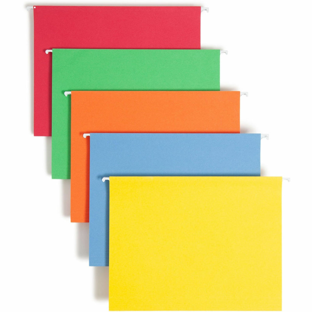 Colored Hanging File Folders with 1/5 Cut Tabs, Letter Size, 1/5-Cut Tabs, Assorted Bright Colors, 25/Box