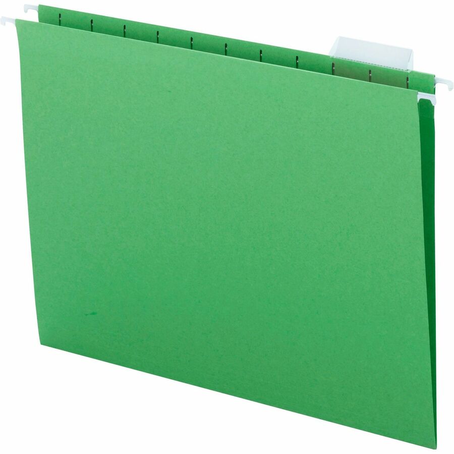 Colored Hanging File Folders with 1/5 Cut Tabs, Letter Size, 1/5-Cut Tabs, Green, 25/Box