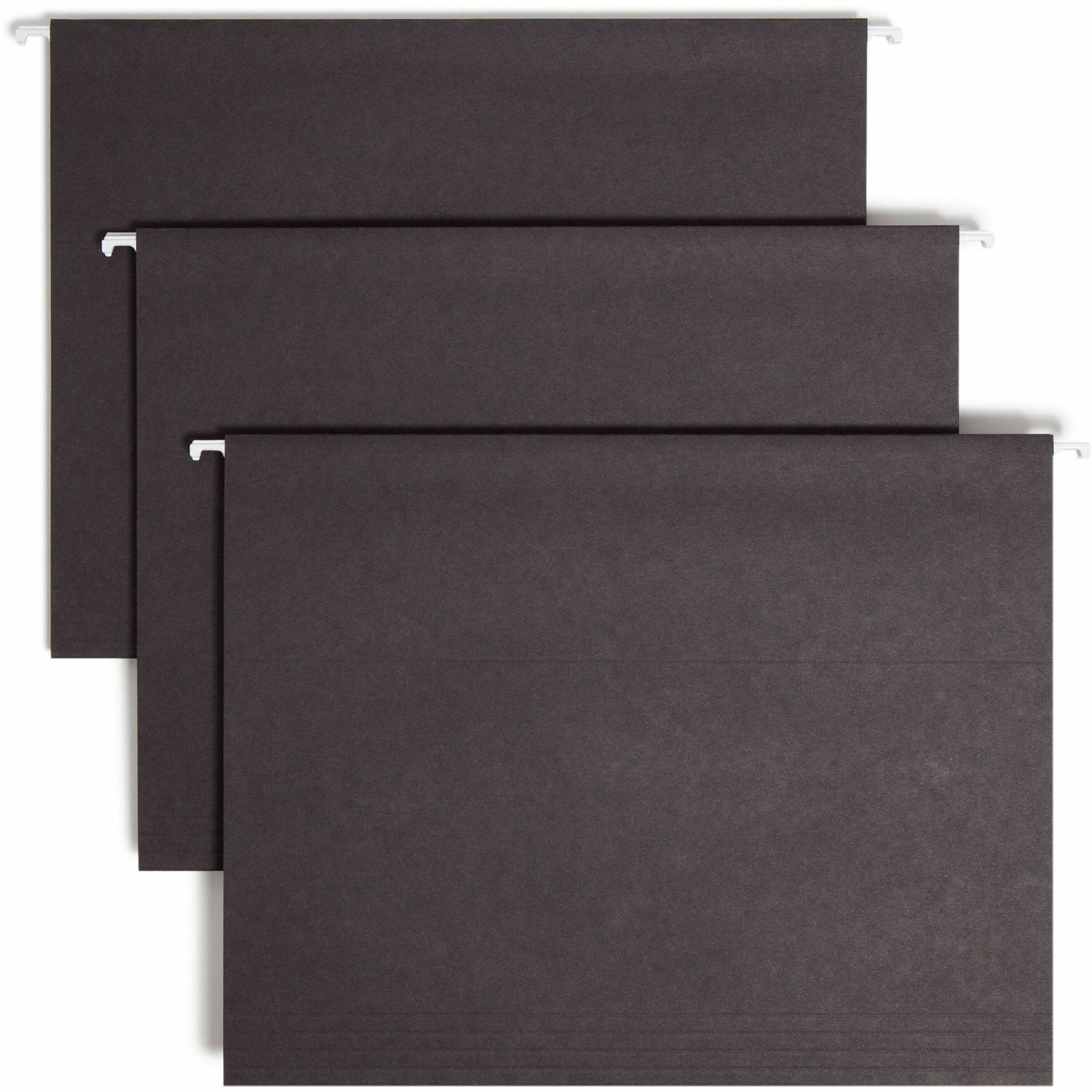 Colored Hanging File Folders with 1/5 Cut Tabs, Letter Size, 1/5-Cut Tabs, Black, 25/Box