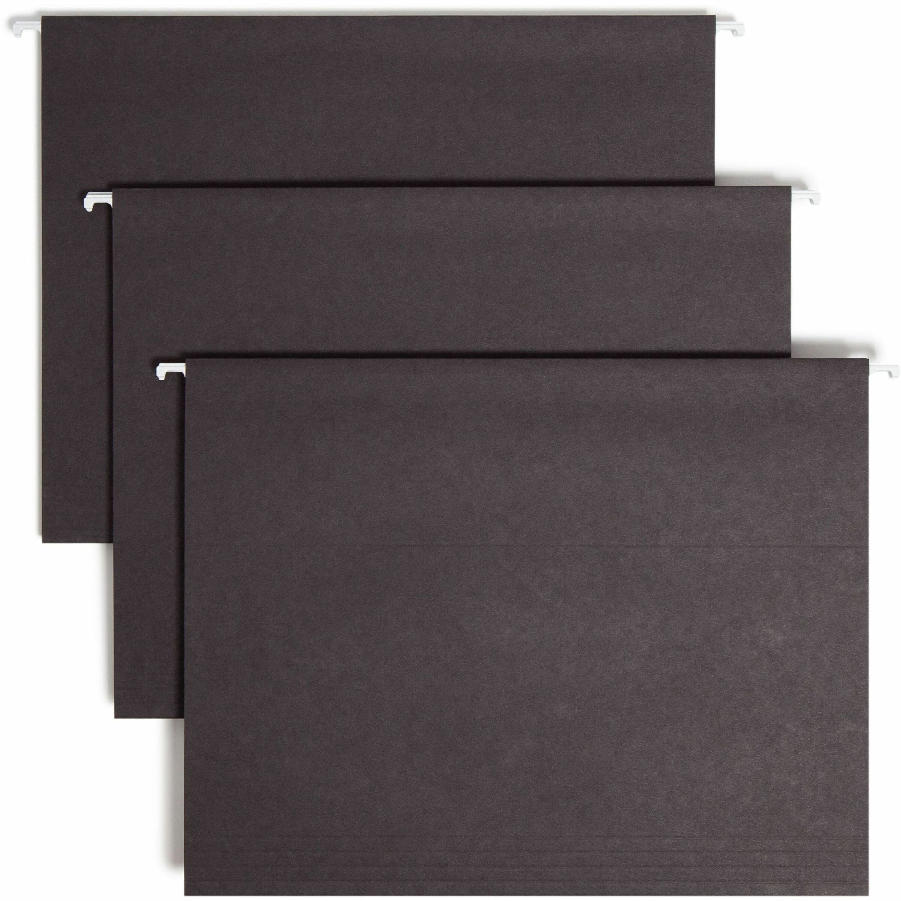 Colored Hanging File Folders with 1/5 Cut Tabs, Letter Size, 1/5-Cut Tabs, Black, 25/Box