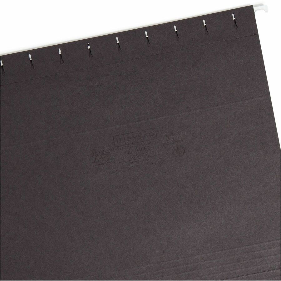 Colored Hanging File Folders with 1/5 Cut Tabs, Letter Size, 1/5-Cut Tabs, Black, 25/Box