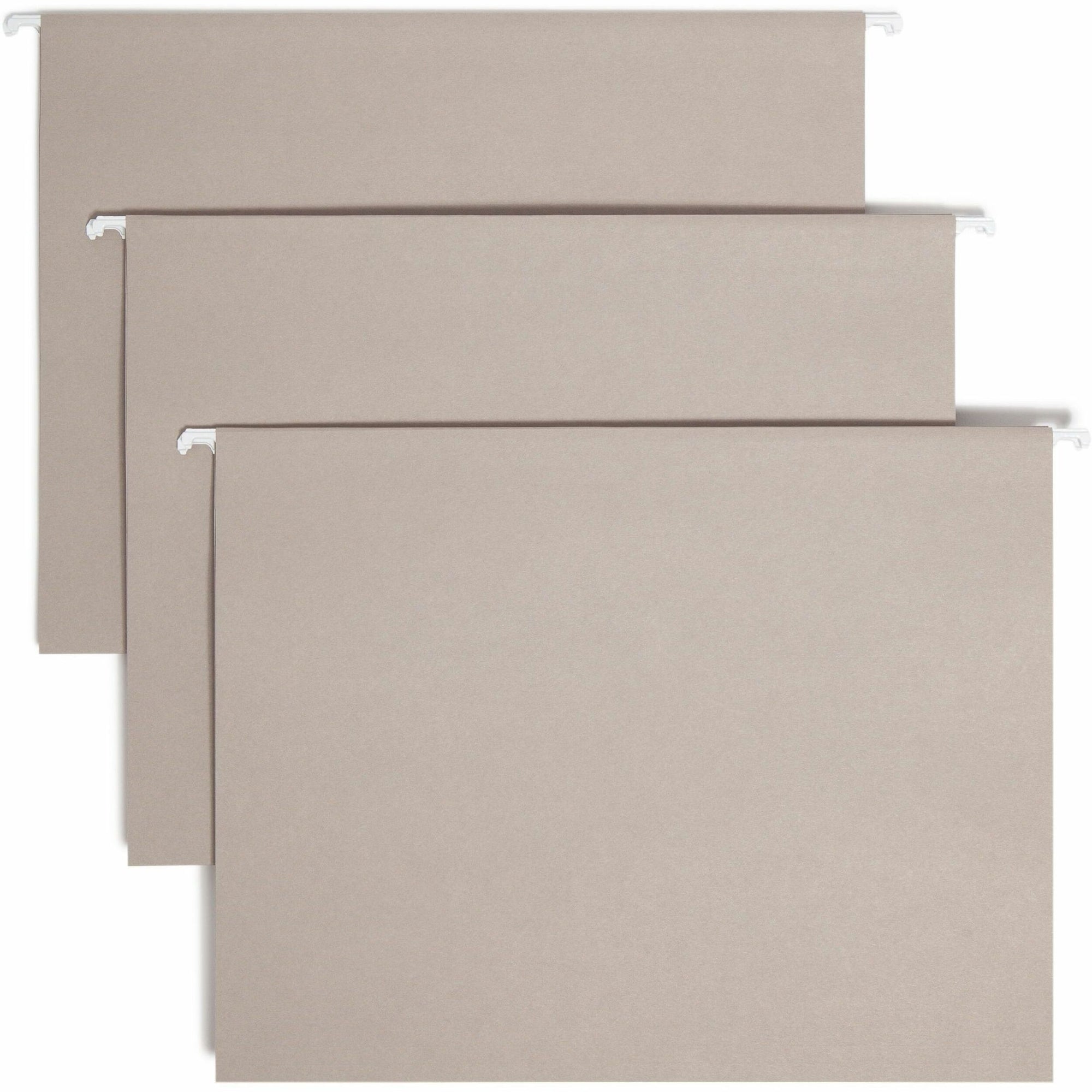 Colored Hanging File Folders with 1/5 Cut Tabs, Letter Size, 1/5-Cut Tabs, Gray, 25/Box