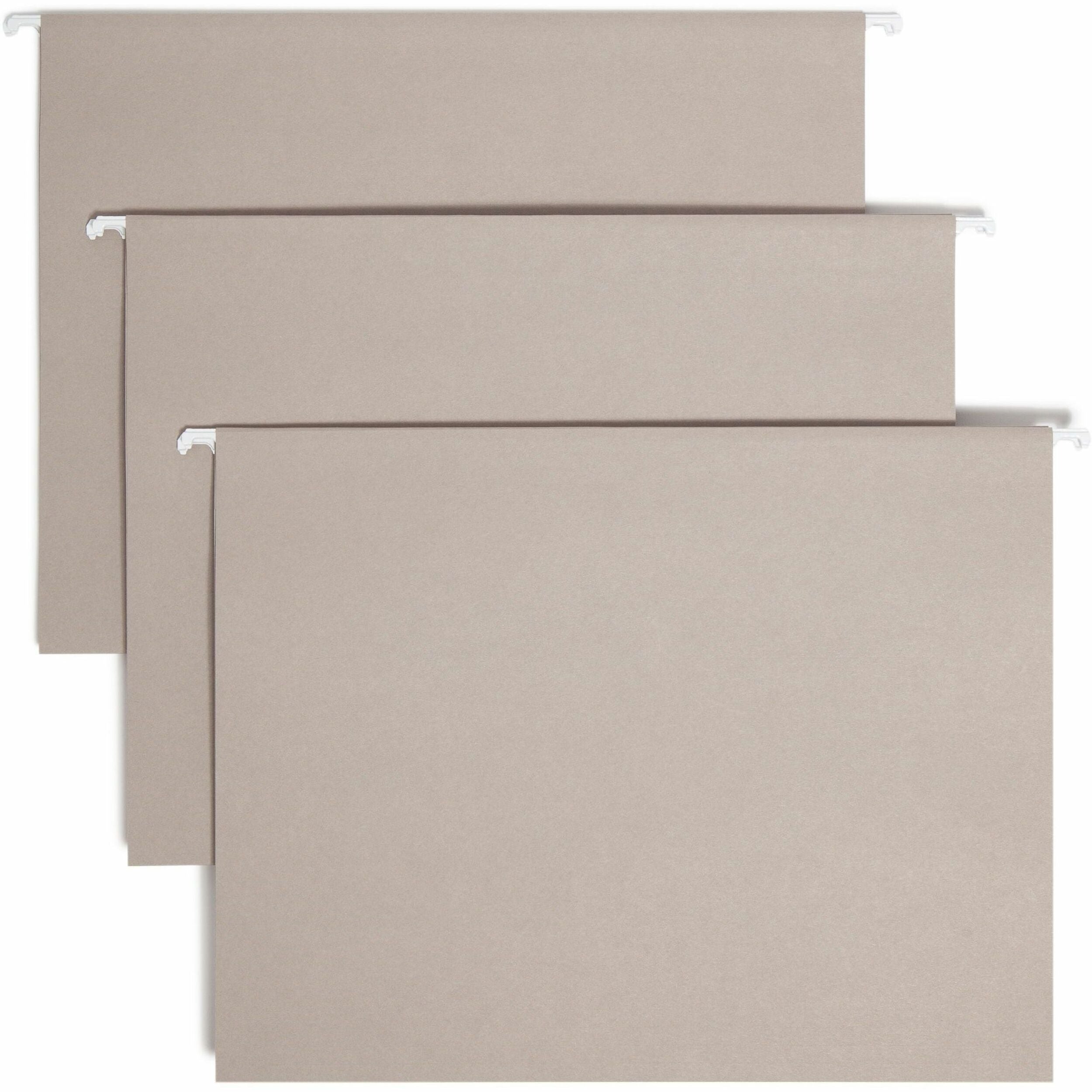 Colored Hanging File Folders with 1/5 Cut Tabs, Letter Size, 1/5-Cut Tabs, Gray, 25/Box