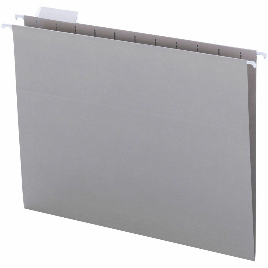 Colored Hanging File Folders with 1/5 Cut Tabs, Letter Size, 1/5-Cut Tabs, Gray, 25/Box