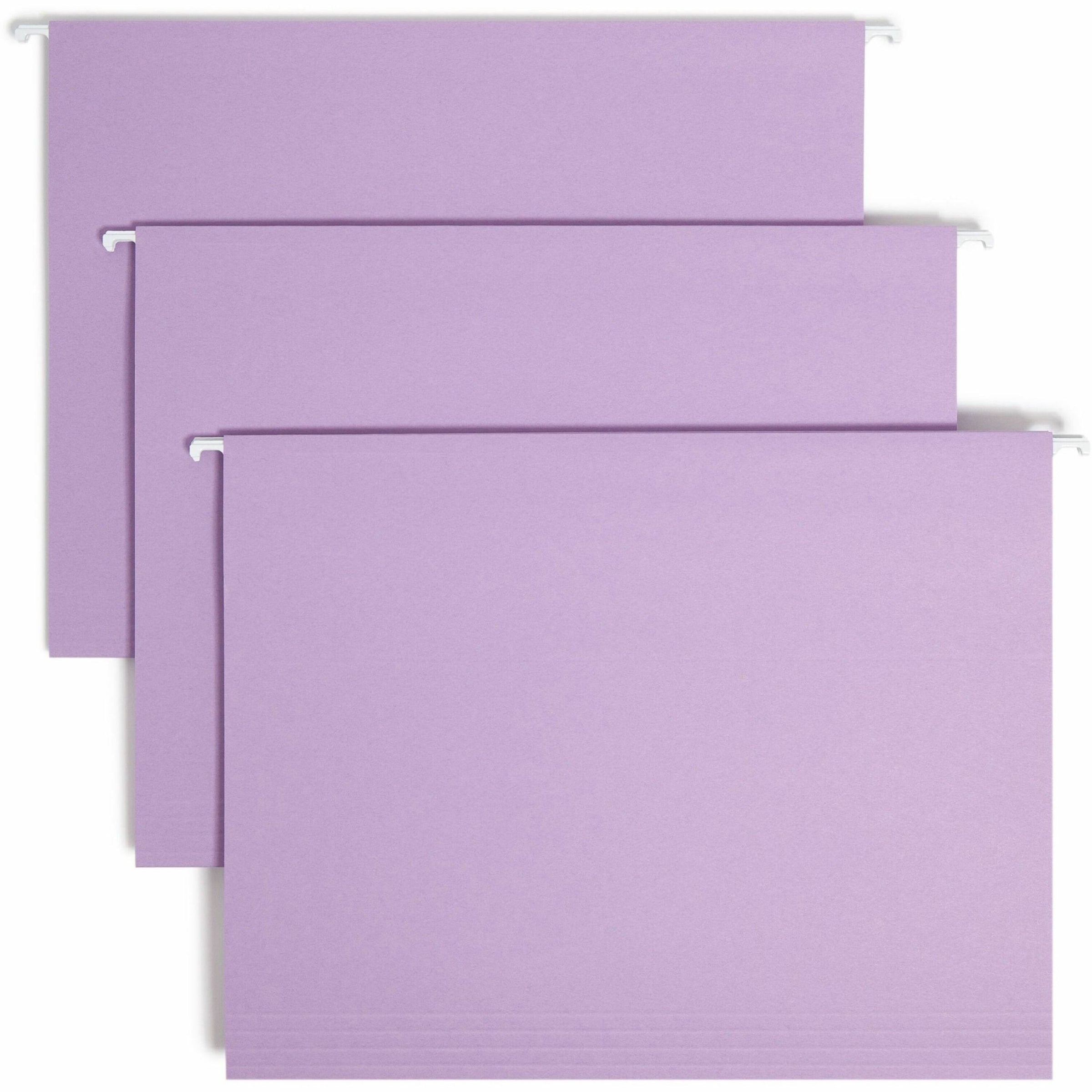 Colored Hanging File Folders with 1/5 Cut Tabs, Letter Size, 1/5-Cut Tabs, Lavender, 25/Box