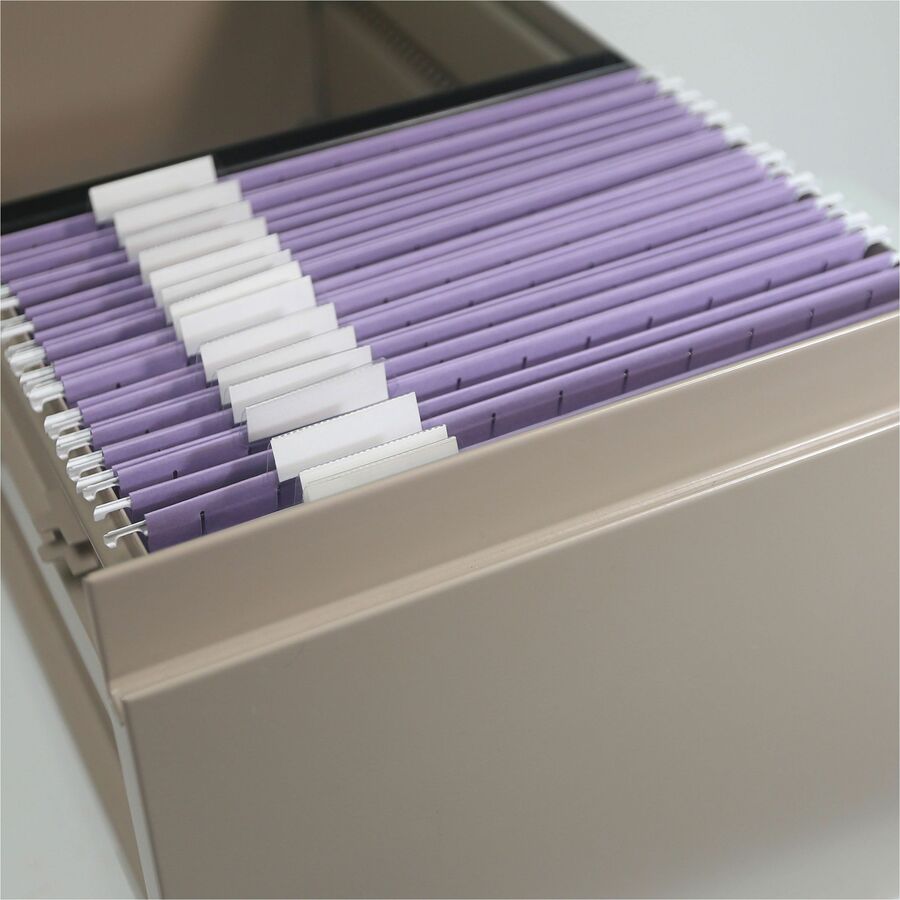 Colored Hanging File Folders with 1/5 Cut Tabs, Letter Size, 1/5-Cut Tabs, Lavender, 25/Box