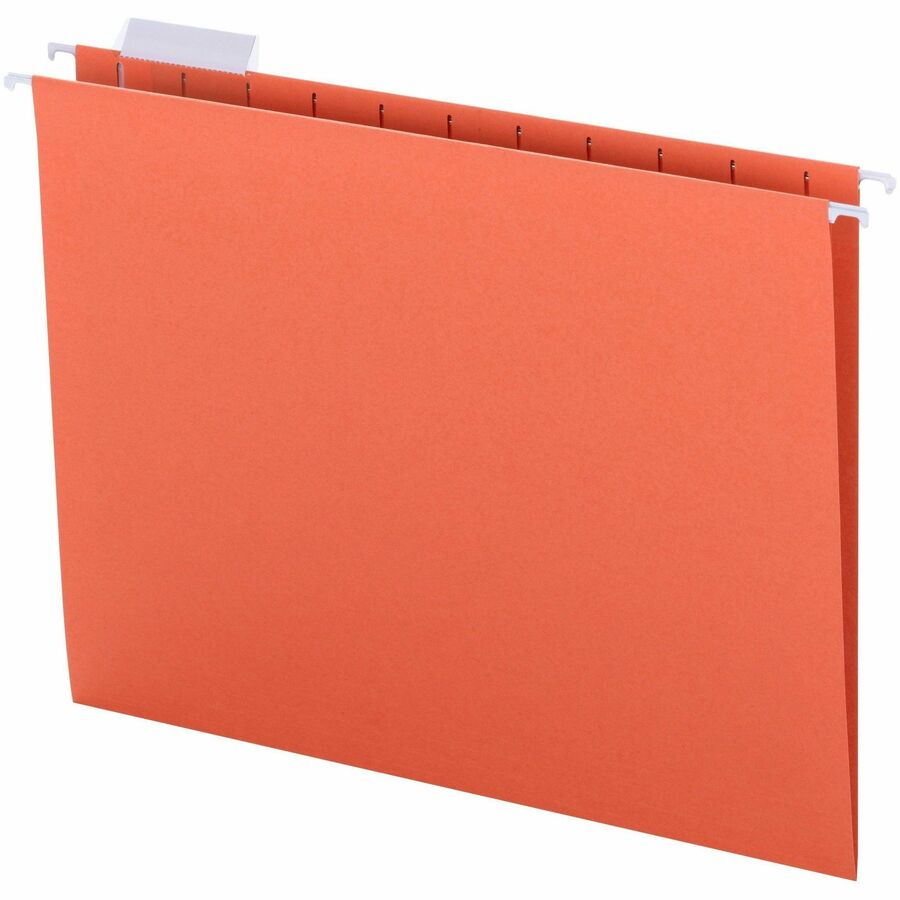 Colored Hanging File Folders with 1/5 Cut Tabs, Letter Size, 1/5-Cut Tabs, Orange, 25/Box