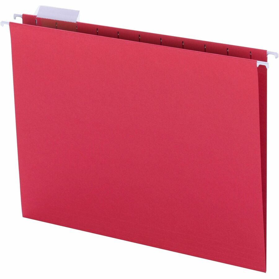 Colored Hanging File Folders with 1/5 Cut Tabs, Letter Size, 1/5-Cut Tabs, Red, 25/Box
