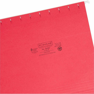 Colored Hanging File Folders with 1/5 Cut Tabs, Letter Size, 1/5-Cut Tabs, Red, 25/Box