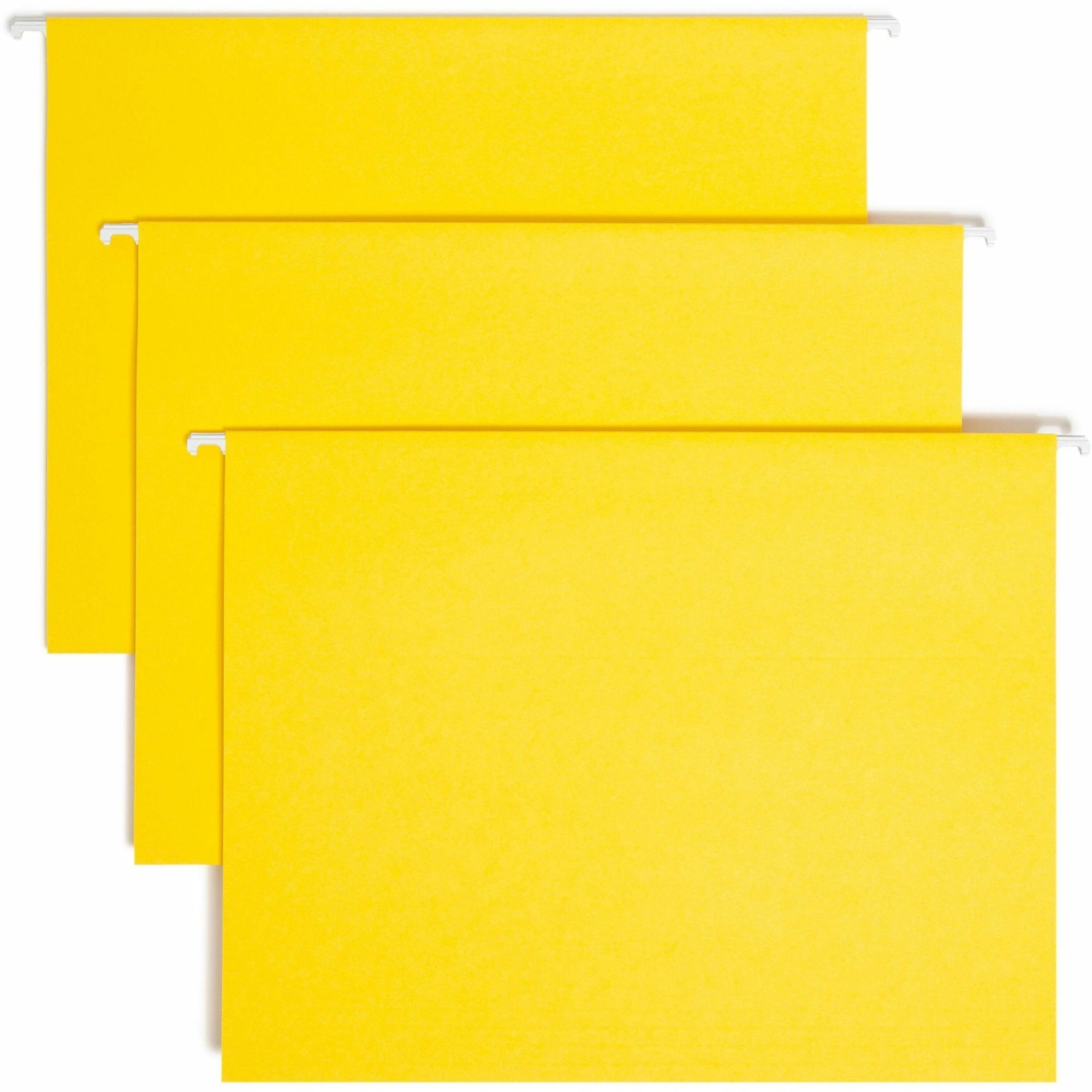 Colored Hanging File Folders with 1/5 Cut Tabs, Letter Size, 1/5-Cut Tabs, Yellow, 25/Box