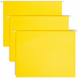 Colored Hanging File Folders with 1/5 Cut Tabs, Letter Size, 1/5-Cut Tabs, Yellow, 25/Box