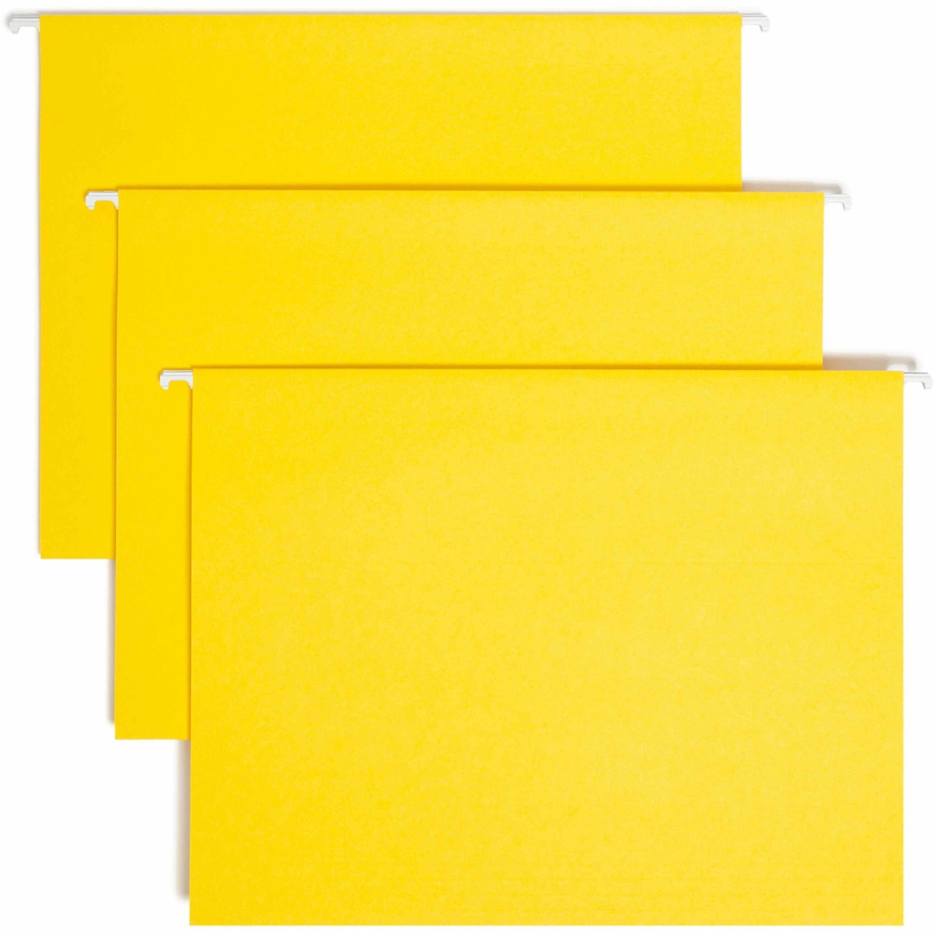 Colored Hanging File Folders with 1/5 Cut Tabs, Letter Size, 1/5-Cut Tabs, Yellow, 25/Box