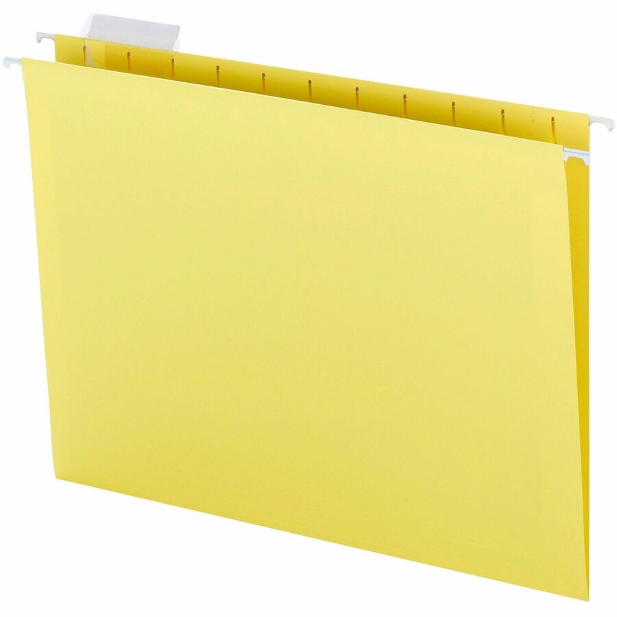 Colored Hanging File Folders with 1/5 Cut Tabs, Letter Size, 1/5-Cut Tabs, Yellow, 25/Box