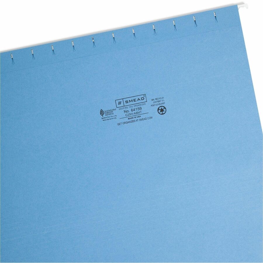 Colored Hanging File Folders with 1/5 Cut Tabs, Legal Size, 1/5-Cut Tabs, Assorted Colors, 25/Box