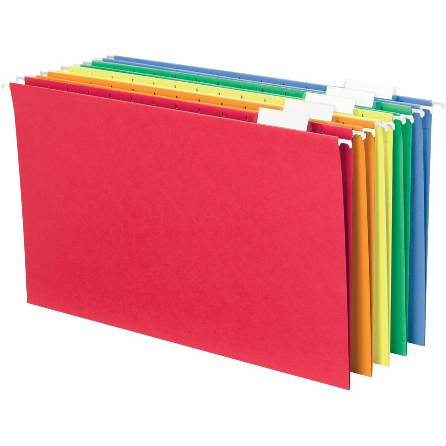 Colored Hanging File Folders with 1/5 Cut Tabs, Legal Size, 1/5-Cut Tabs, Assorted Colors, 25/Box