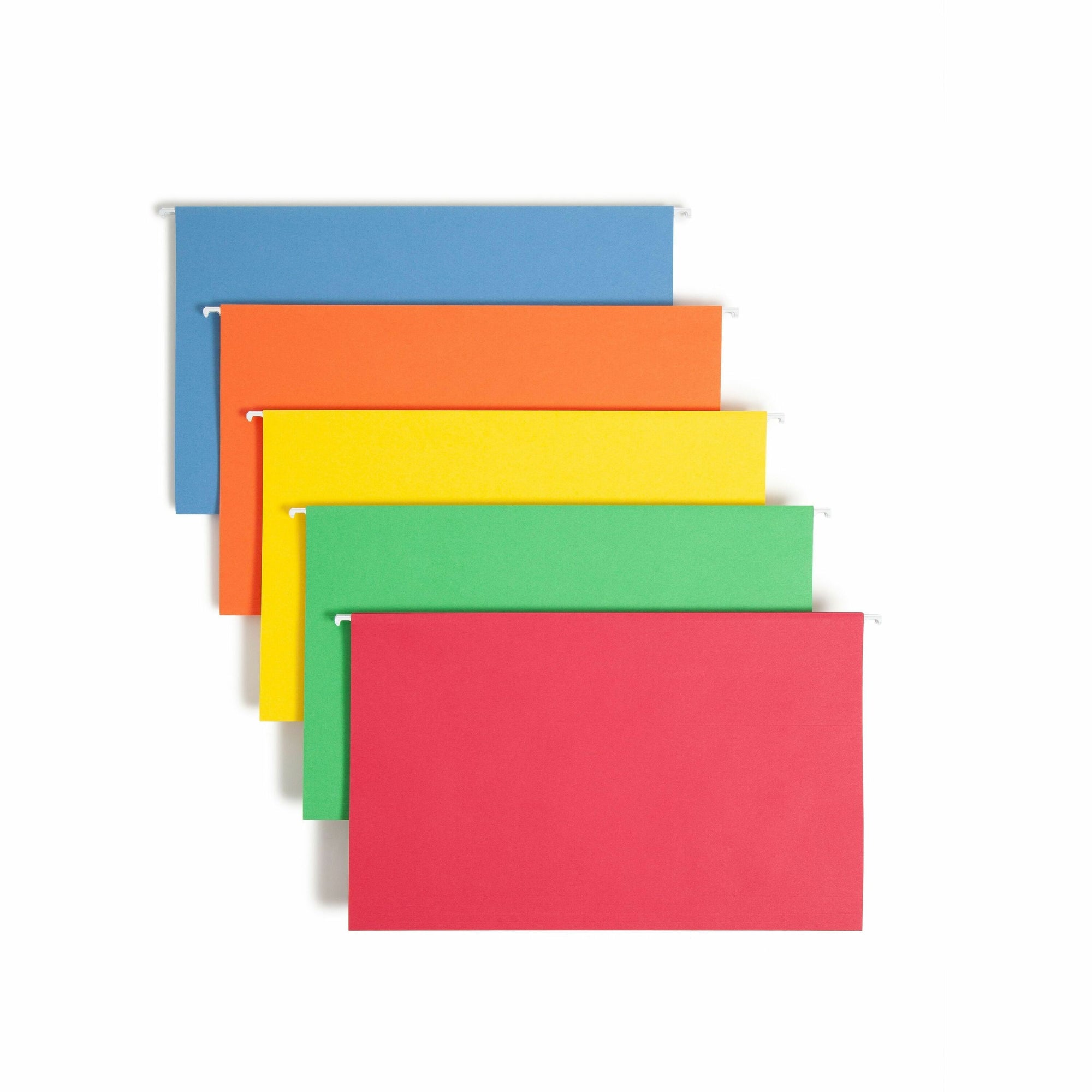Colored Hanging File Folders with 1/5 Cut Tabs, Legal Size, 1/5-Cut Tabs, Assorted Colors, 25/Box