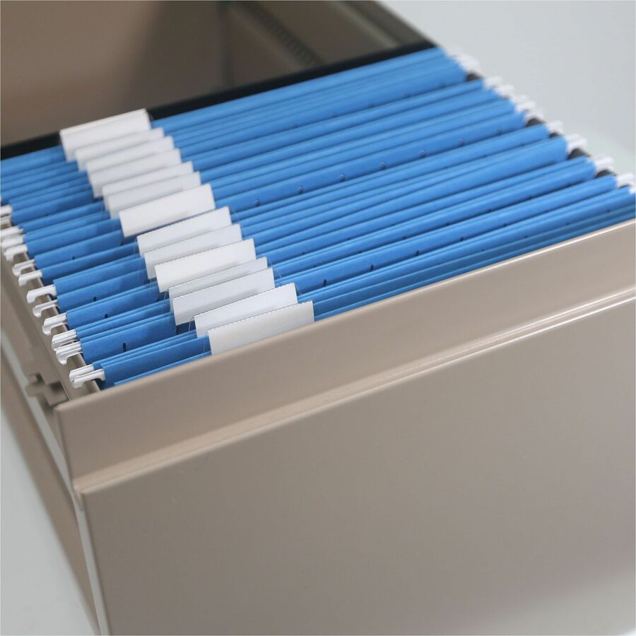 Smead Colored 1/5 Tab Cut Legal Recycled Hanging Folder - 8 1/2" x 14" - Top Tab Location - Assorted Position Tab Position - Vinyl - Blue - 10% Recycled - 25 / Box