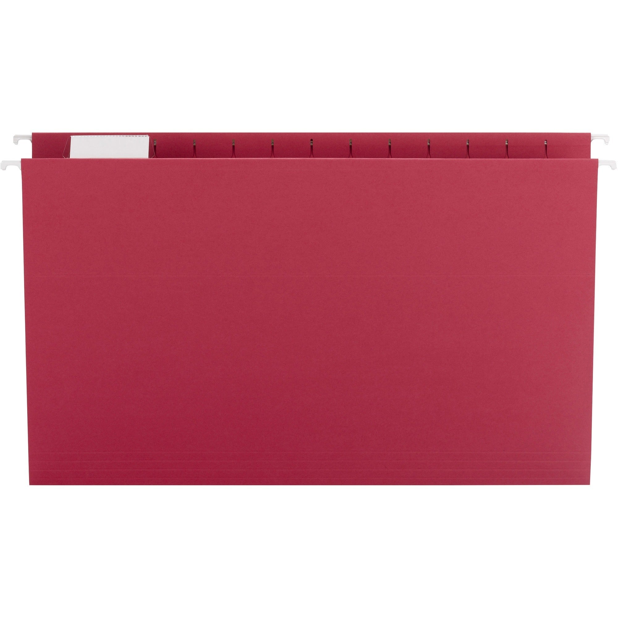 smead-colored-1-5-tab-cut-legal-recycled-hanging-folder-8-1-2-x-14-top-tab-location-assorted-position-tab-position-vinyl-red-10%-recycled-25-box_smd64167 - 3