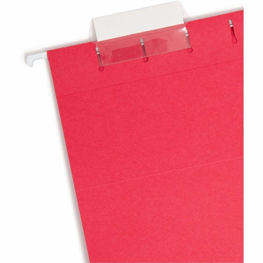 Smead Colored 1/5 Tab Cut Legal Recycled Hanging Folder - 8 1/2" x 14" - Top Tab Location - Assorted Position Tab Position - Vinyl - Red - 10% Recycled - 25 / Box