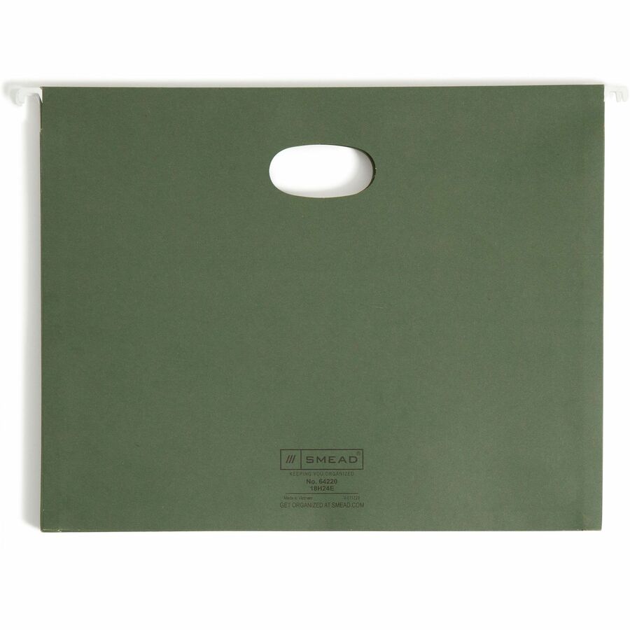 Hanging Pockets with Full-Height Gusset, 1 Section, 3.5" Capacity, Letter Size, Standard Green, 10/Box