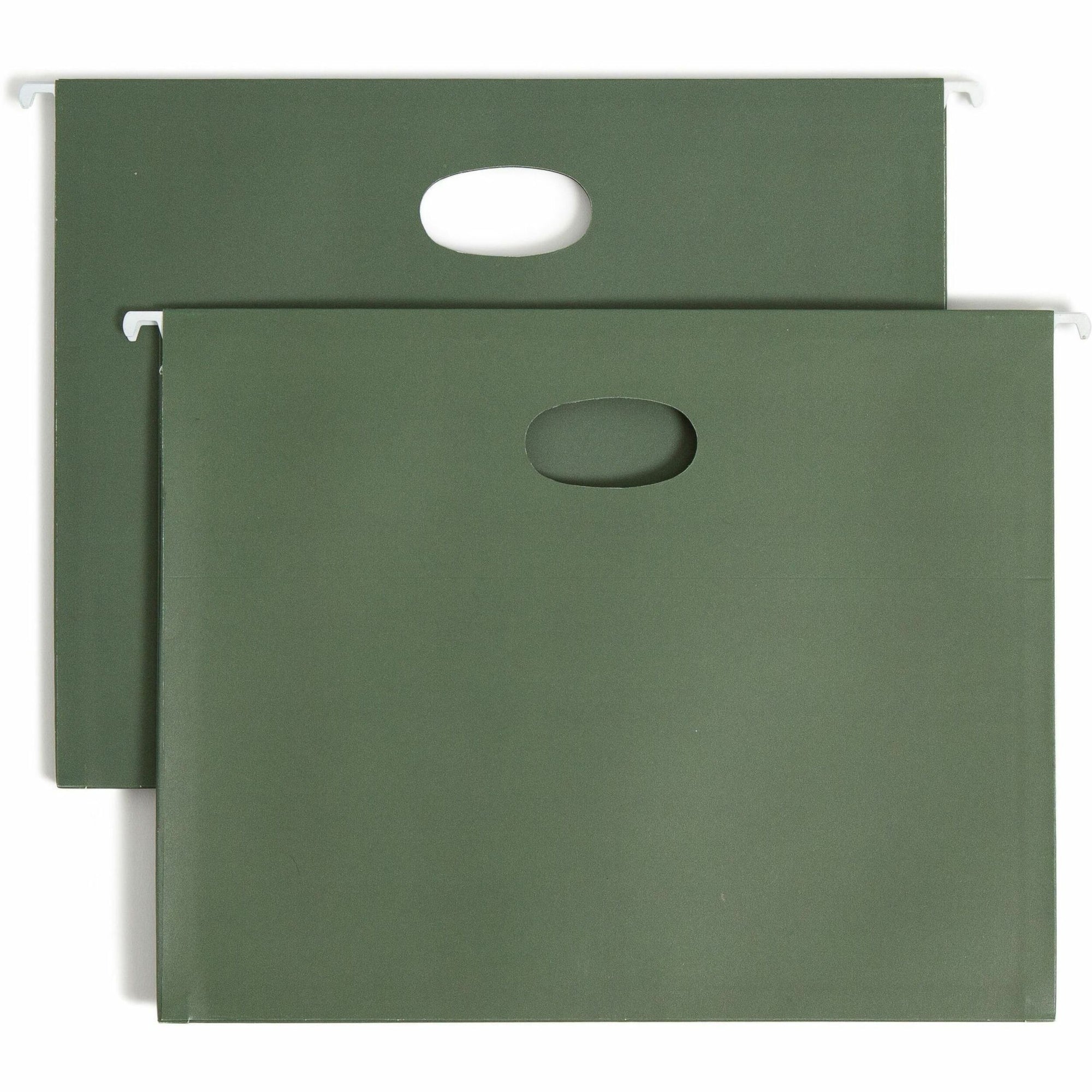 Hanging Pockets with Full-Height Gusset, 1 Section, 3.5" Capacity, Letter Size, Standard Green, 10/Box