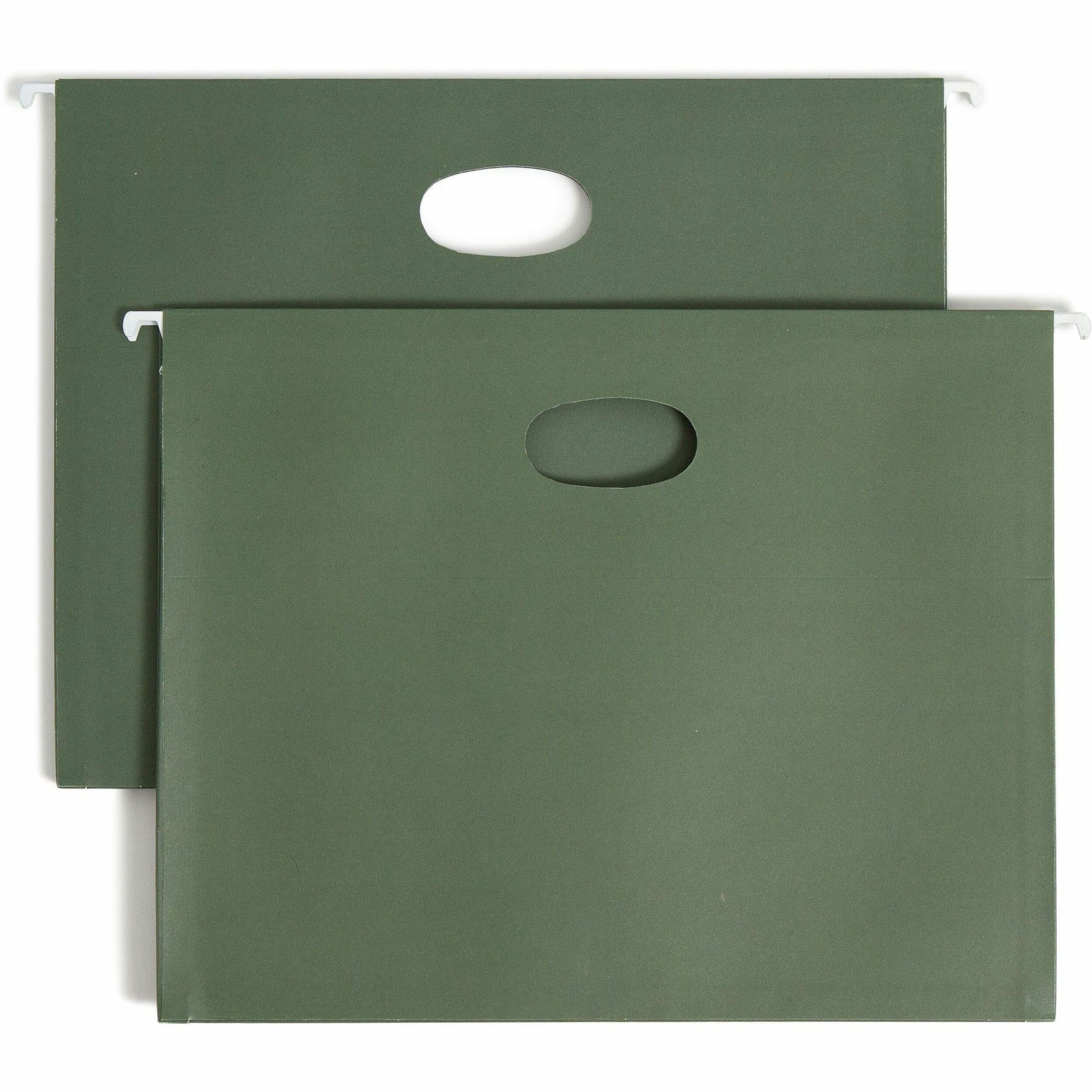 Hanging Pockets with Full-Height Gusset, 1 Section, 3.5" Capacity, Letter Size, Standard Green, 10/Box