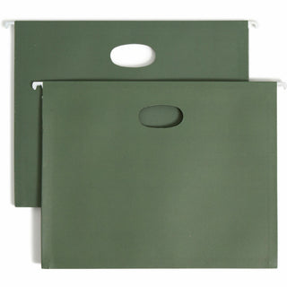 Hanging Pockets with Full-Height Gusset, 1 Section, 3.5" Capacity, Letter Size, Standard Green, 10/Box