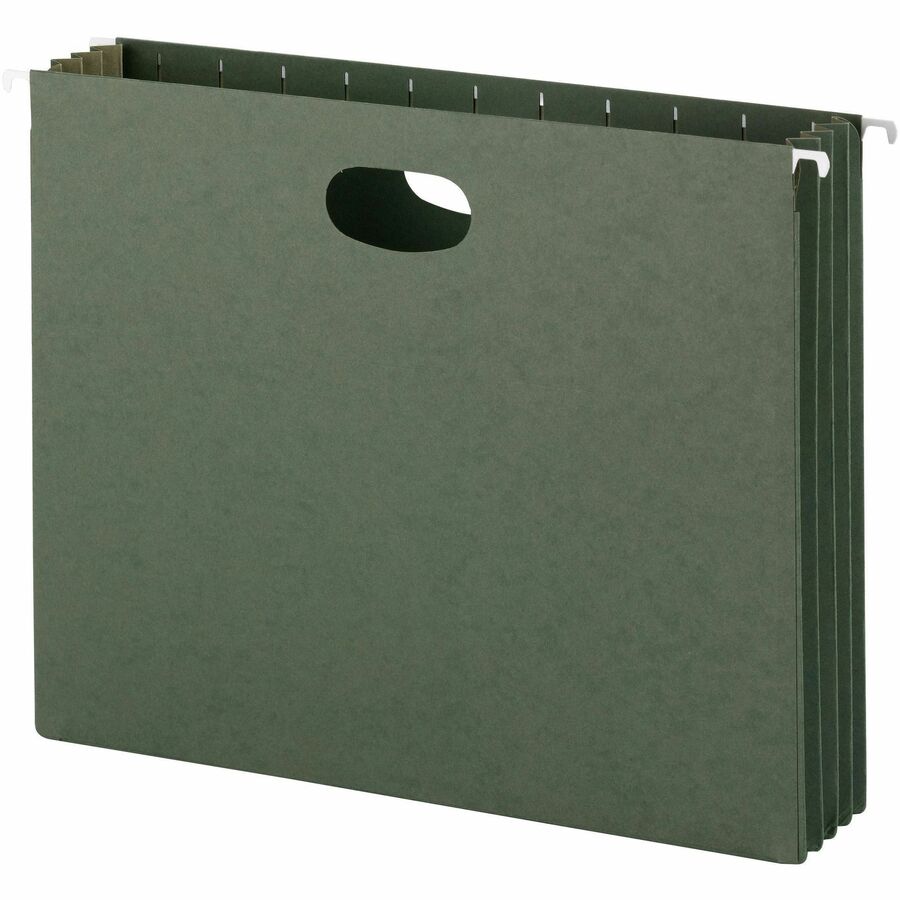 Hanging Pockets with Full-Height Gusset, 1 Section, 3.5" Capacity, Letter Size, Standard Green, 10/Box