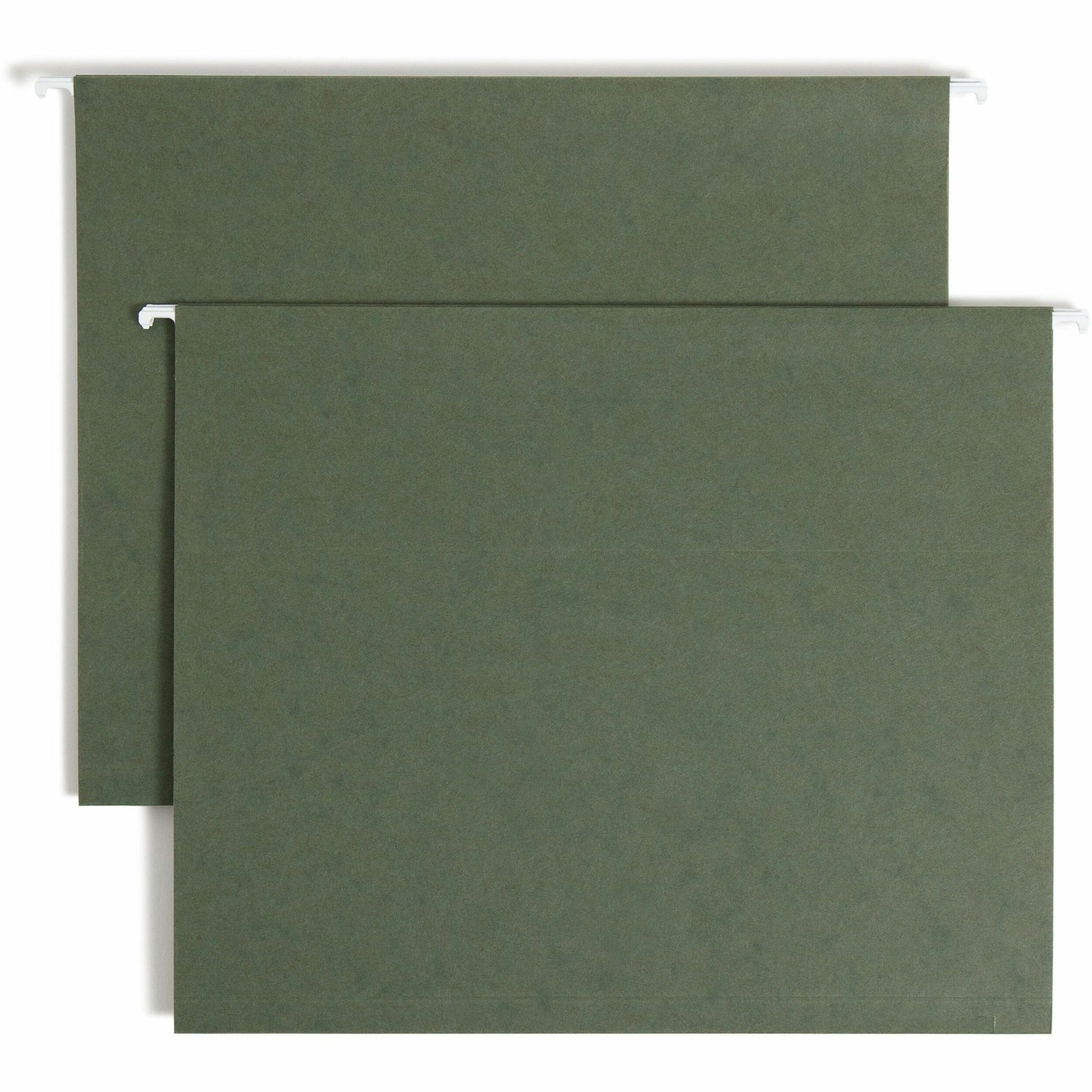 Box Bottom Hanging File Folders, 1" Capacity, Letter Size, Standard Green, 25/Box