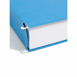 Hanging Pockets with Full-Height Gusset, 1 Section, 2" Capacity, Letter Size, 1/5-Cut Tabs, Sky Blue, 25/Box