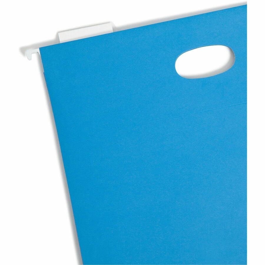 Hanging Pockets with Full-Height Gusset, 1 Section, 2" Capacity, Letter Size, 1/5-Cut Tabs, Sky Blue, 25/Box
