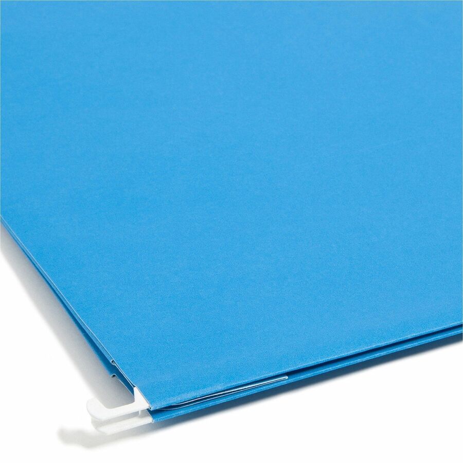 Hanging Pockets with Full-Height Gusset, 1 Section, 3" Capacity, Letter Size, 1/5-Cut Tabs, Sky Blue, 25/Box
