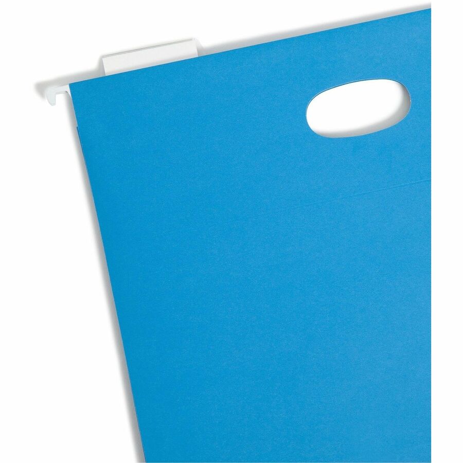 Hanging Pockets with Full-Height Gusset, 1 Section, 3" Capacity, Letter Size, 1/5-Cut Tabs, Sky Blue, 25/Box
