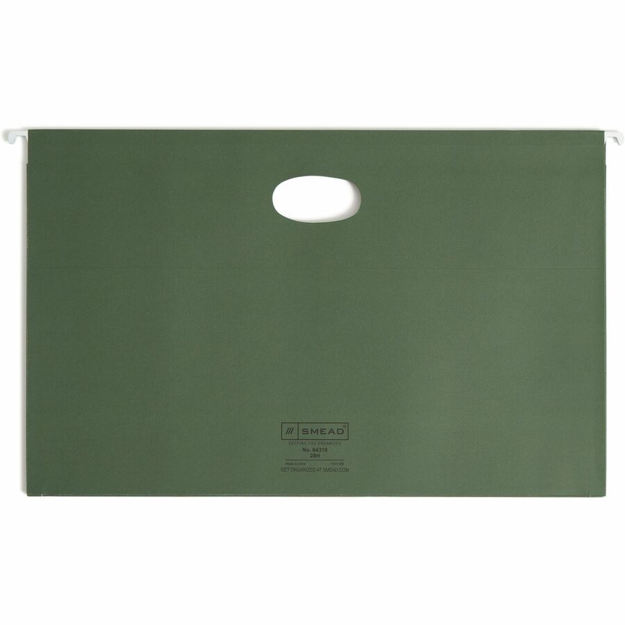 Hanging Pockets with Full-Height Gusset, 1 Section, 1.75" Capacity, Legal Size, Standard Green, 25/Box