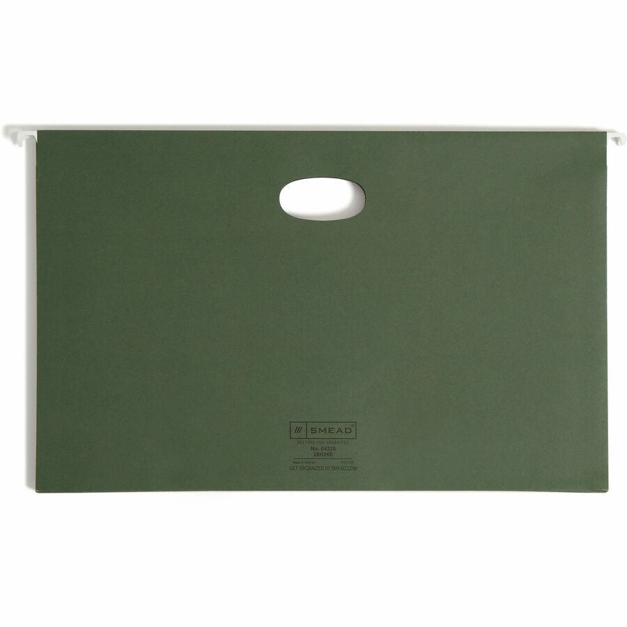 Hanging Pockets with Full-Height Gusset, 1 Section, 3.5" Capacity, Legal Size, Standard Green, 10/Box