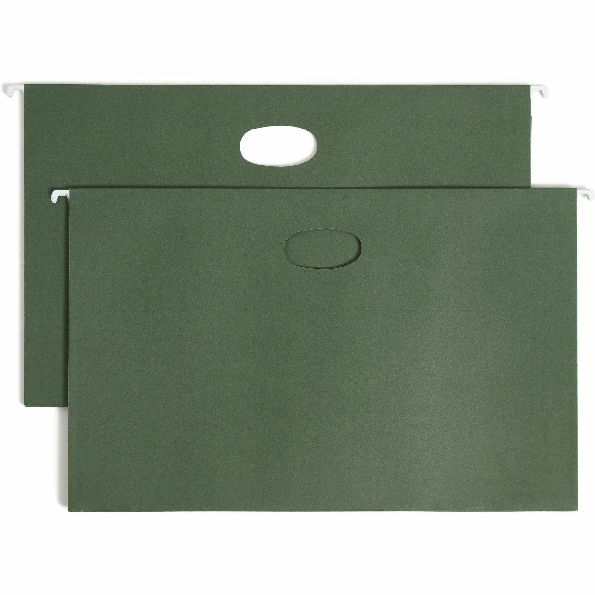 Hanging Pockets with Full-Height Gusset, 1 Section, 3.5" Capacity, Legal Size, Standard Green, 10/Box