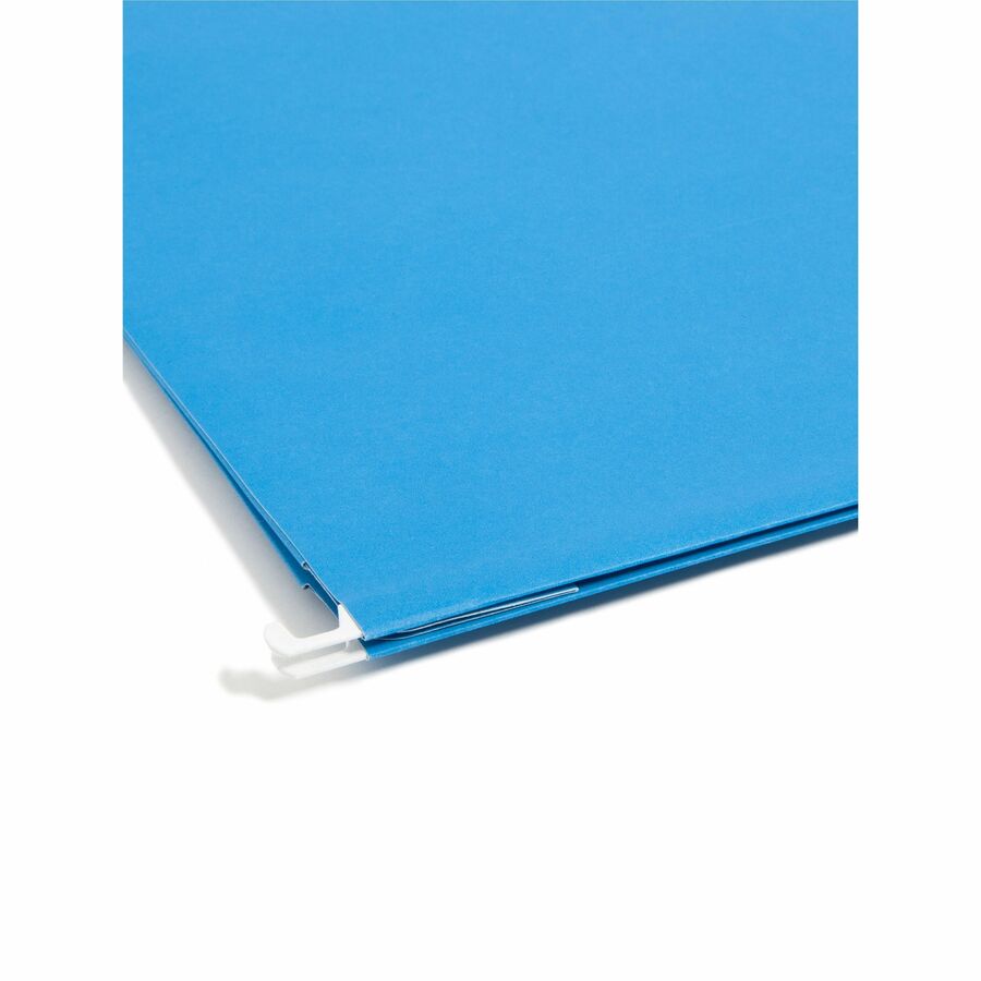 Hanging Pockets with Full-Height Gusset, 1 Section, 3" Capacity, Legal Size, 1/5-Cut Tabs, Sky Blue, 25/Box