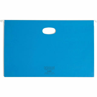 Hanging Pockets with Full-Height Gusset, 1 Section, 3" Capacity, Legal Size, 1/5-Cut Tabs, Sky Blue, 25/Box