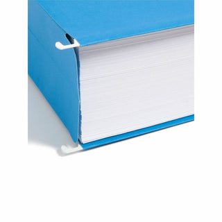 Hanging Pockets with Full-Height Gusset, 1 Section, 3" Capacity, Legal Size, 1/5-Cut Tabs, Sky Blue, 25/Box