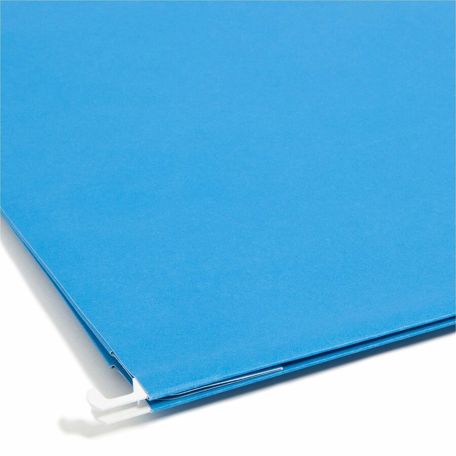 Hanging Pockets with Full-Height Gusset, 1 Section, 3" Capacity, Legal Size, 1/5-Cut Tabs, Sky Blue, 25/Box