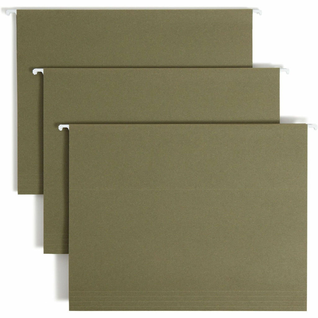 100% Recycled Hanging File Folders, Letter Size, 1/5-Cut Tabs, Standard Green, 25/Box