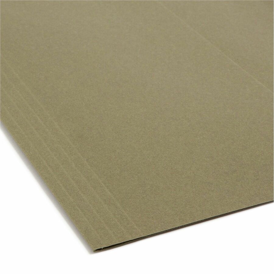100% Recycled Hanging File Folders, Letter Size, 1/5-Cut Tabs, Standard Green, 25/Box