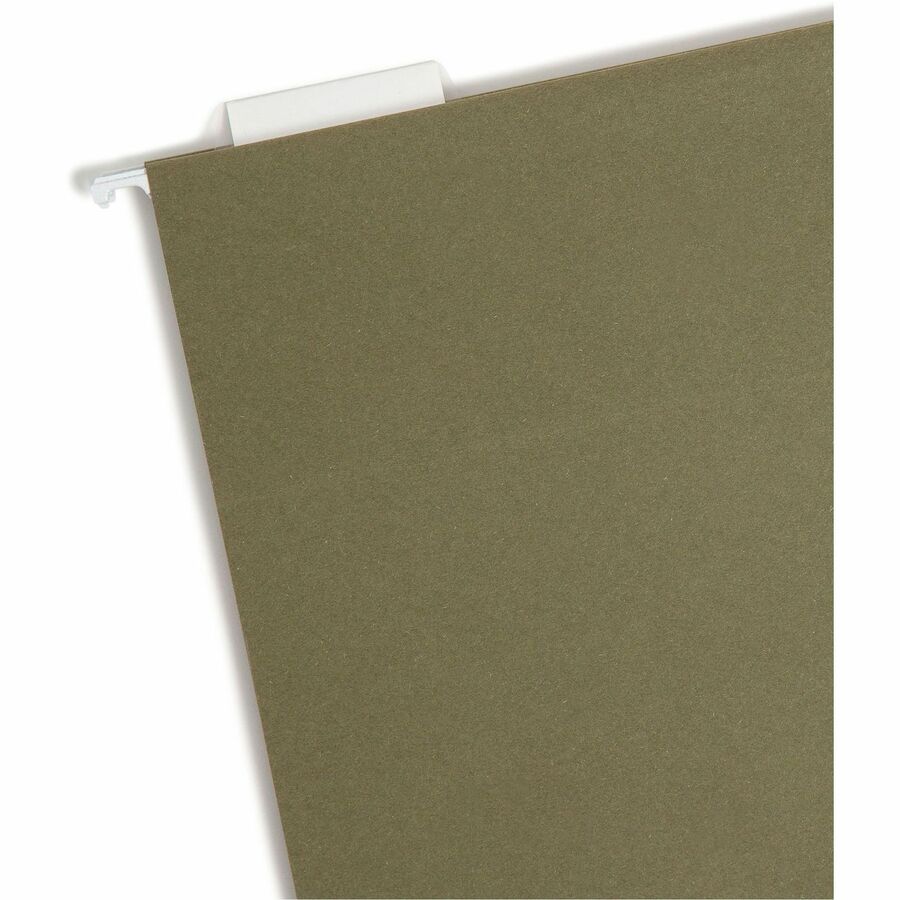 100% Recycled Hanging File Folders, Letter Size, 1/5-Cut Tabs, Standard Green, 25/Box